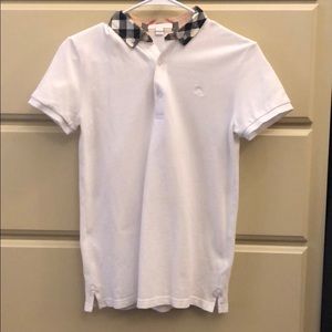 Burberry white too with checked collar
